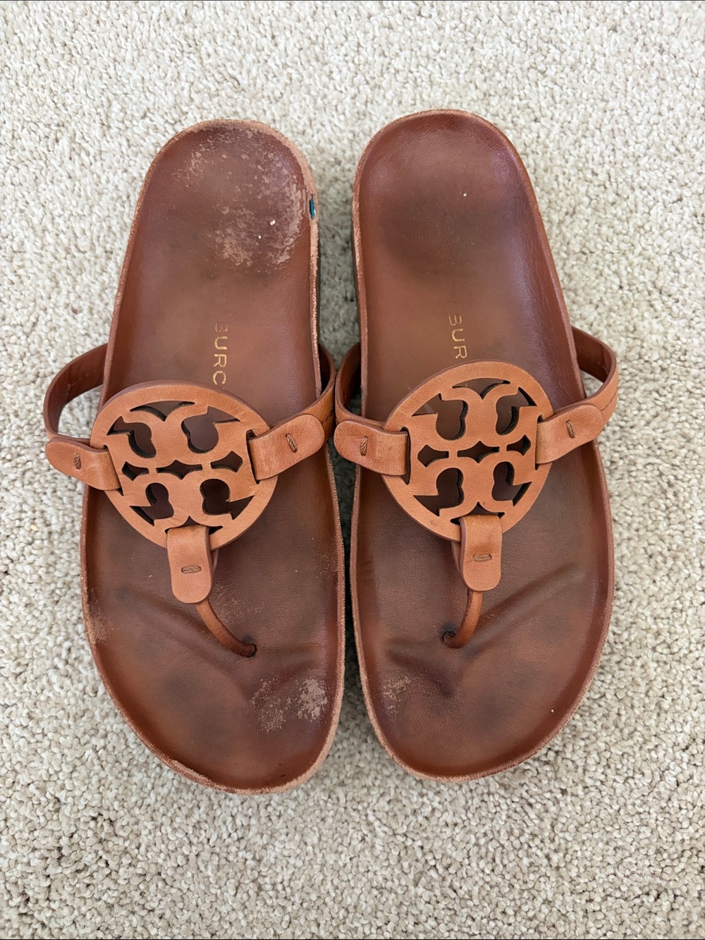 Tory Burch Brown Leather Miller Sandals